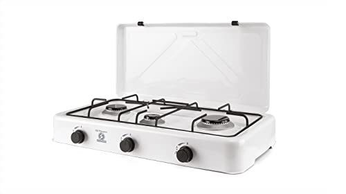 Orbegozo FO 3450 - Hornillo a gas, butano o propano, tres quemadores, uso exterior, 750 - 1800 W,...