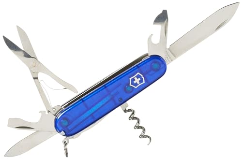 Victorinox Huntsman, Navaja multiusos suiza, color Azul Transparente
