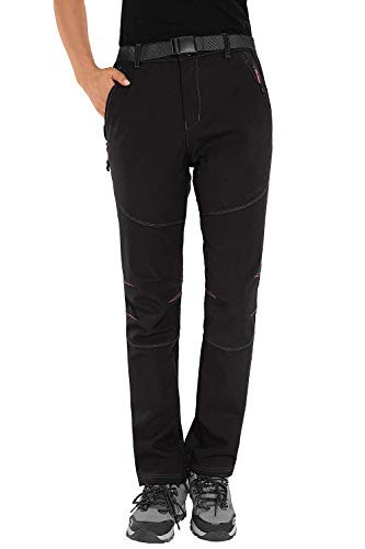 Pantalón de senderismo para mujer, resistente al agua, forro de softshell, pantalones de invierno,...