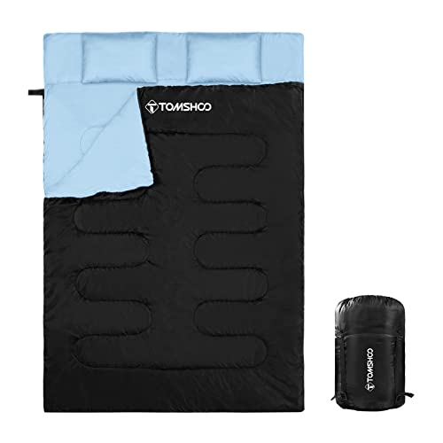 TOMSHOO 220 * 152cm Saco de Dormir Doble Adulto Acampada, Saco de Dormir Rectangular Convierte en 2...