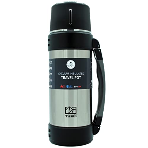Tirsuli Termo de Viaje 1,5 litros – Doble Pared de Acero Inoxidable – Camping o Senderismo....