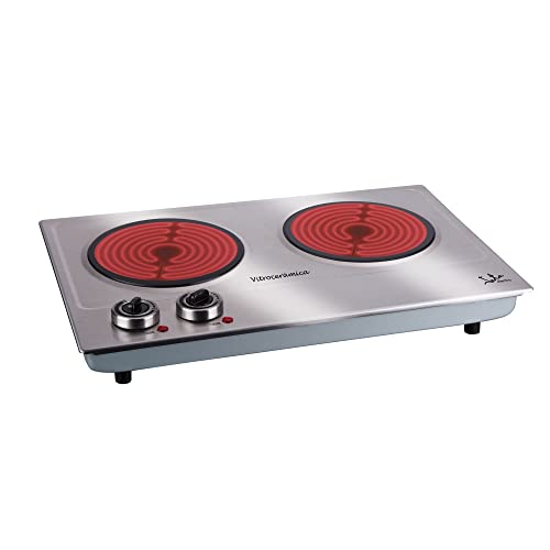 Jata V532 Cocina Eléctrica Vitrocerámica 2 Fuegos con Dos Placas de 18 cm, Cuerpo de Acero...