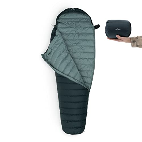qeedo Nahari Saco de Dormir Pluma (tamaño M), Saco de Dormir 1 Saison pequeño, Ligero, Saco de...