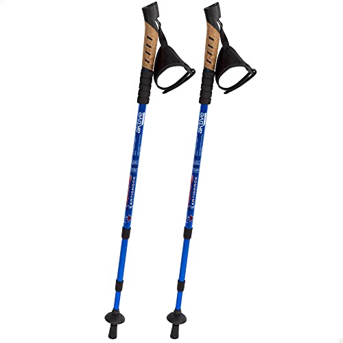 Aktive 52820 - Pack 2 bastones, Bastones senderismo telescópico, Bastón trekking aluminio, mango...