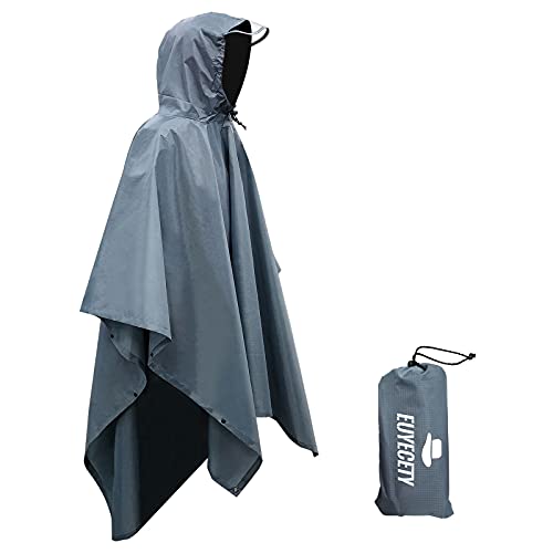 Euyecety Poncho Impermeable Poncho Lluvia, 3 en 1 Chubasquero Hombre Mujer/Toldo Manta/Estera de...