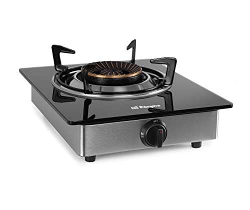 Orbegozo FO 1720 - Hornillo a gas, quemador de triple corona, cuerpo inox, superficie de cristal...