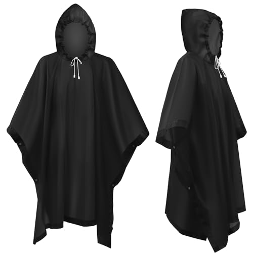 flintronic 2PCS Chubasqueros Impermeable, Poncho de Lluvia Reutilizable con Capucha, Ligero y...