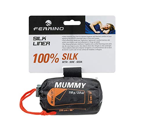 Ferrino Silk Liner Mummy Saco de Dormir Tiempo Libre y Senderismo, Adultos Unisex, Blanco (White),...