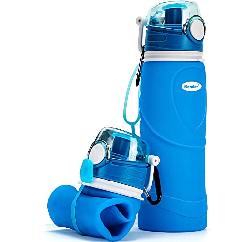 Kemier Botellas de Agua de Silicona Plegables–750ML,Calidad Médica Libre de BPA,Aprobado por...