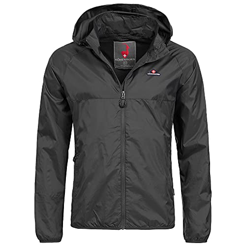Höhenhorn Rigi Chubasquero con capucha para hombre, chaqueta de ocio para exterior, Midnight Black,...