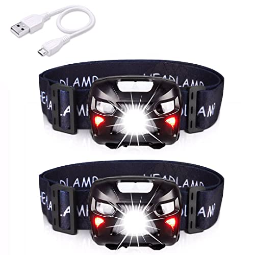 APUNOL 2 Unidades Linterna Frontal LED USB Recargable, Linternas Cabeza 800 Lúmenes, Sensor...