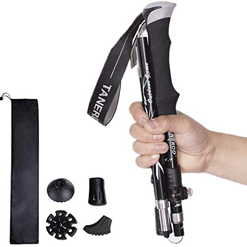 Wsobue Bastónes de Senderismo,Bastón de Trekking Plegable Anti-Choque Aluminio 7075, Bastones de...