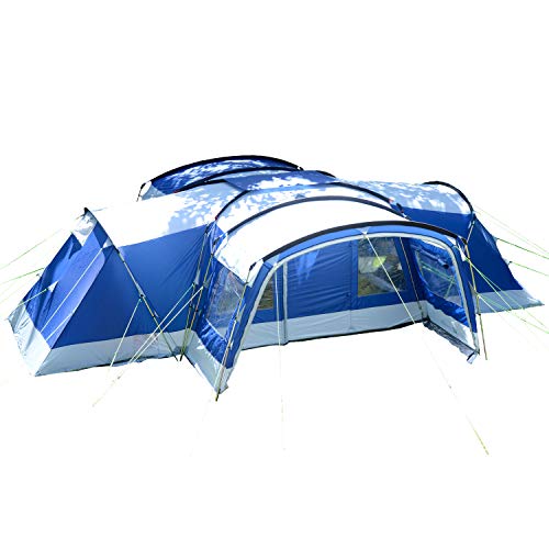 Skandika Nimbus 12 - Tienda de campaña Familiar/Grupos - mosquiteras - 760x630 cm - 4 cabinas...