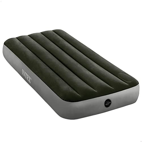 INTEX 64761 - Colchón hinchable 1 plaza con bomba de pie Fiber-Tech Downy, medidas 76 x 191 x 25 cm