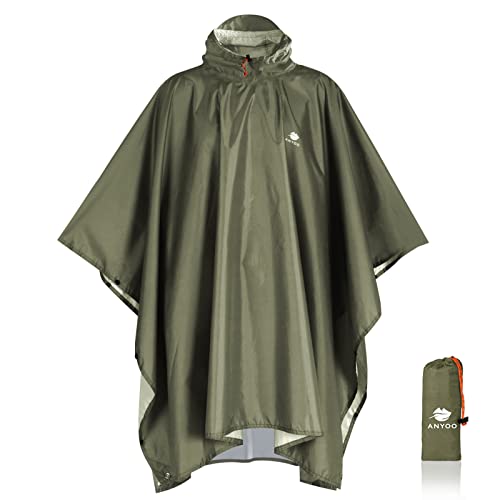 Anyoo Poncho de Lluvia Reusable de Ripstop transpirante Ligero a Prueba de Agua Multiuso Impermeable...