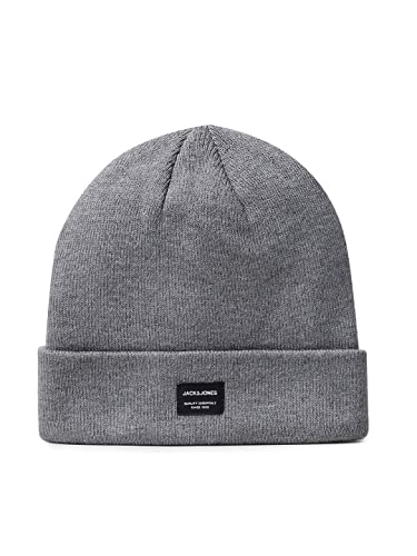 Jack and Jones Hombre Dna Logo Gorro De Punto Beanie Gris Talla única