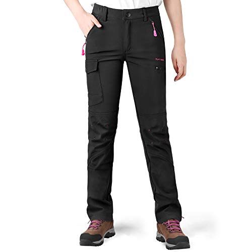 KUTOOK Pantalones Softshell Trekking Mujer con Forro Polar Pantalón Senderismo Montaña Escalada...