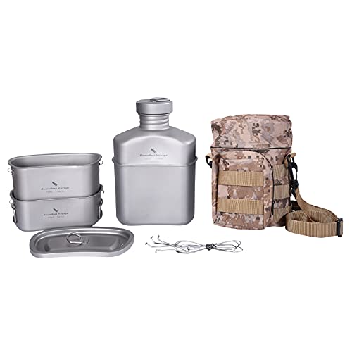 iBasingo Juego De Tazas De Cantina Militar De Matraz De Titanio Botella De Agua Tipo RiñóN De 1100...