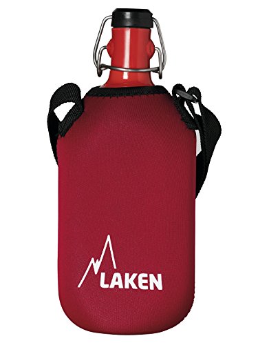 Laken 8412544026880 Cantimplora Octogonal de Aluminio 1L con Mosquetón y Funda de Neopreno Roja,...
