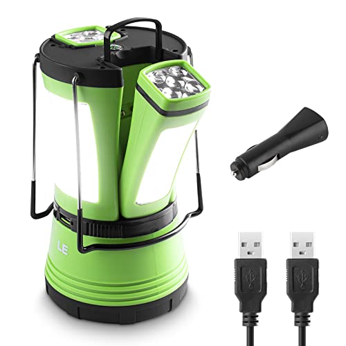 LE Lámpara de Cámping LED, 600 lúmenes, con 2 Antorchas Desmontables, USB Recargable y Con Pilas,...