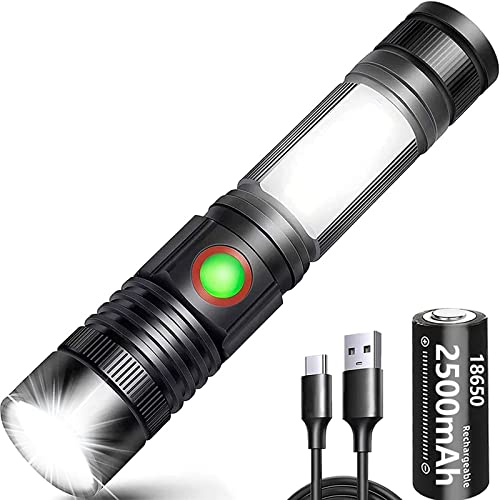 REHKITTZ Linterna LED Recargable Alta Potencia Militar COB Ajustable Portátil Linterna para...