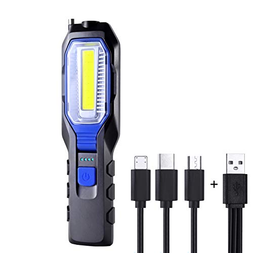 Linterna Taller Led Recargable, Lampara Taller Luz Portatil Mecanico de Trabajo COB LED Recargable...