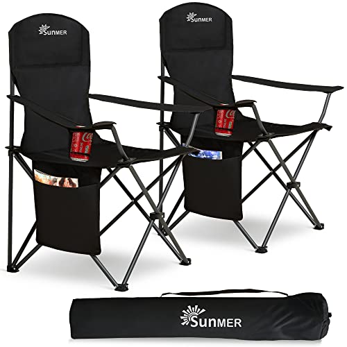 SUNMER Silla de Camping-BK-2Pcs-104004 Camping, Black, Talla única
