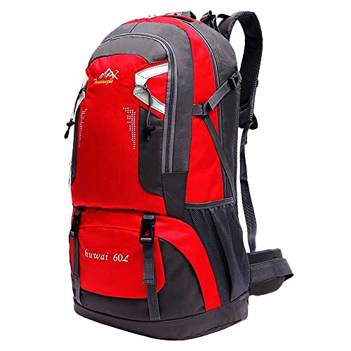 OcioDual Mochila Roja 60 Litros 60L Impermeable con Cierres Asas y Correas de Seguridad Senderismo...
