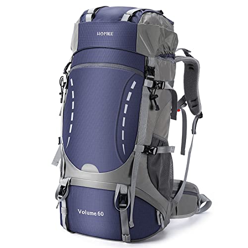 HOMIEE 60L Mochila de Senderismo Ligera Impermeable Mochilas Trekking Viaje con cubierta de lluvia...