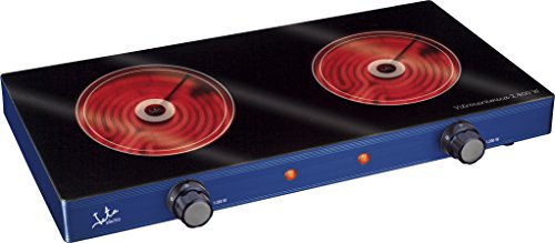 Jata V142 Cocina eléctrica vitrocerámica 2 placas de 16,5 cm de 1200 W cada una, Cuerpo Metálico,...