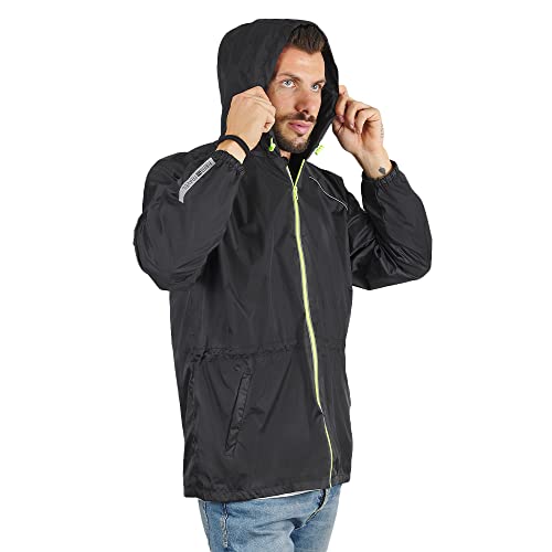 PERLETTI Chubasquero Hombre Cortaviento Ligero con Cremallera - Impermeable Hombre con Capucha...
