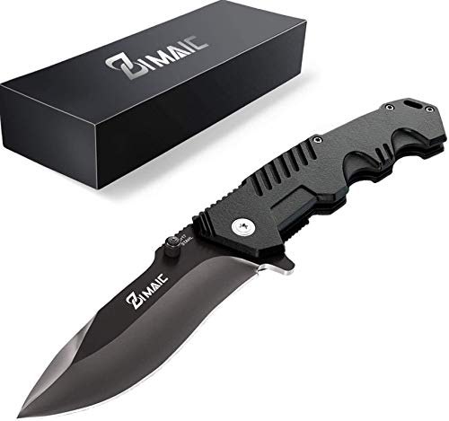 ZIMAIC Navaja Plegable, 7Cr17 Cuchillo Plegable Supervivencia Acero Inoxidable con Hoja Recubierta...