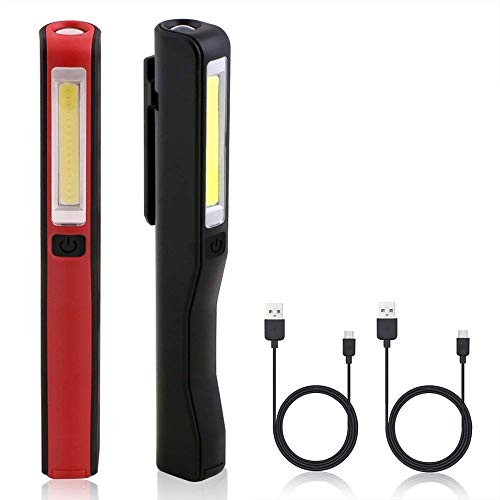flintronic Linterna Taller LED Recargable, 2Pcs Linterna De Trabajo 300 Lumens LáMpara 3W...