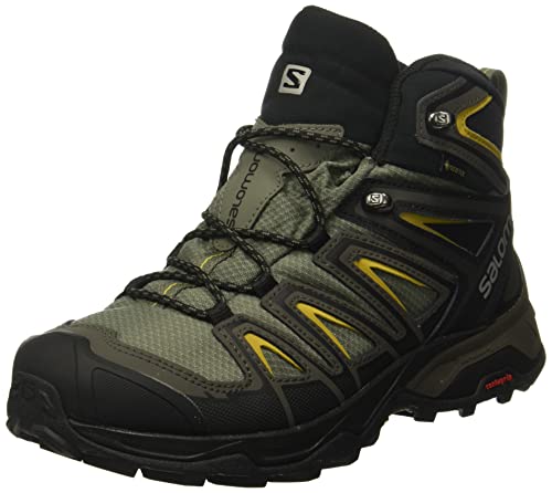 Salomon X Ultra 3 Mid GTX, Zapatos de Trekking y Senderismo Hombre, Castor Gray/Black/Green Sulphur,...