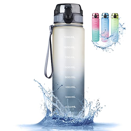 RaMokey Botella de Agua Deportiva 1l, Botella Agua sin BPA Tritan Reutilizable, para, Deporte,...