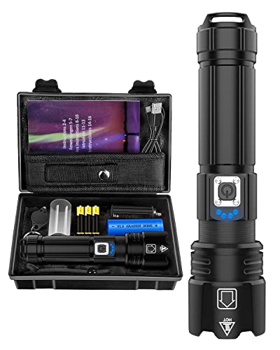 Maxesla 10000 Lumens Linternas LED Recargable alta Potencia, XHP70.2 Linterna Tactica Policial con 5...