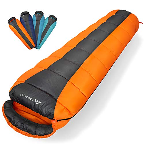 Forceatt Saco de Dormir Rectangular para Acampar, para 3-4 Estaciones, con Bolsa de compresión y...