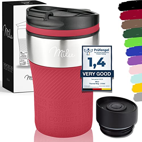 Milu Termo Taza 210ml - Vaso Termico de Viaje - Café para Llevar - Taza de Viaje - Taza de acero...