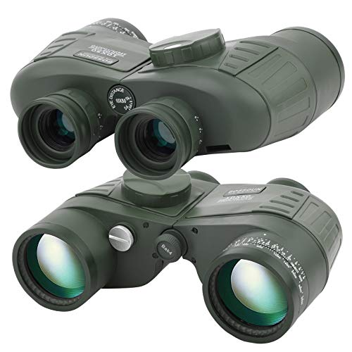 Prismáticos Militares Marinos 10X50 para Adultos, Binoculares Impermeables con Telémetro Brújula...