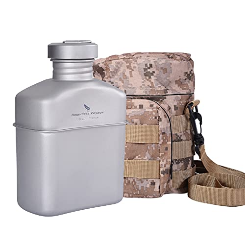 Boundless Voyage Titanio militar cantina con bolsa de transporte camping al aire libre gran...