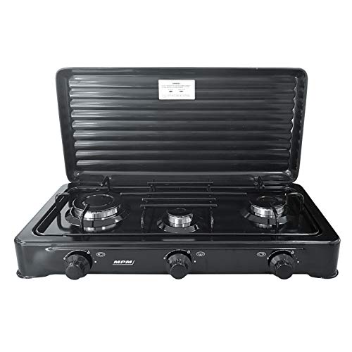 SMILE KN-03/1KB - Cocina de Gas Portátil para Camping, Hornillo Portátil, 3 Quemadores Ajustables,...