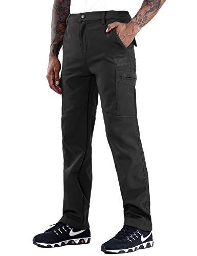 ZOEREA Hombre Pantalones de Trekking Impermeable Invierno Polar Forrado Hombres Pantalones Escalada...