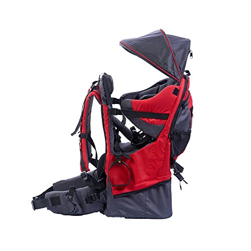 Mochila portabebés de montaña, con protector de lluvia y sol, rojo