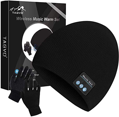 TAGVO Gorro Bluetooth V5.0 con Conjunto de Guantes con Pantalla táctil, Gorro de música...