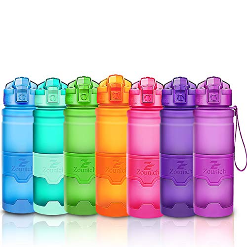 ZOUNICH Botella Agua Deporte Botellas Agua Niños sin BPA, Reutilizable Tritan Plástico Ecologica...