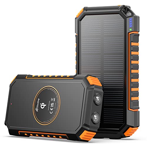 Hiluckey Cargador Solar 26800mAh Batería Externa Inalámbrica Power Bank USB C Carga Rápida...