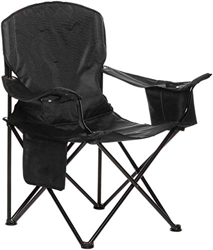 Amazon Basics Silla de camping con enfriador, Acolchada, X-Large, Negro