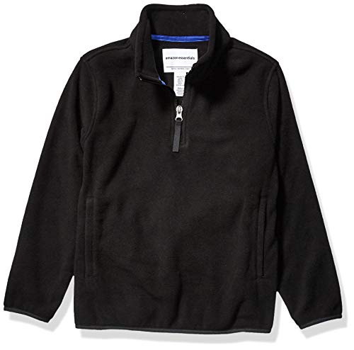 Amazon Essentials Chaqueta con Cremallera de un Cuarto de Forro Polar Niño, Negro, 5 años