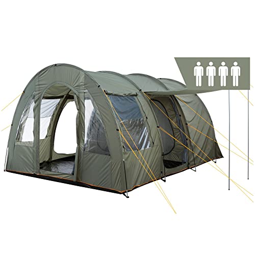 CampFeuer Tienda de Campaña Familiar Tipo Tunel para 4 Personas Extragrande TunnelX I Columna de...