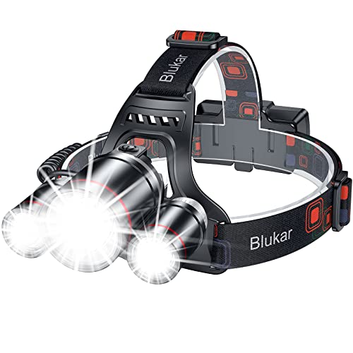 Linterna LED Recargable, Blukar 8000L Superbrillante Impermeable Linterna Cabeza con Roja luz de...